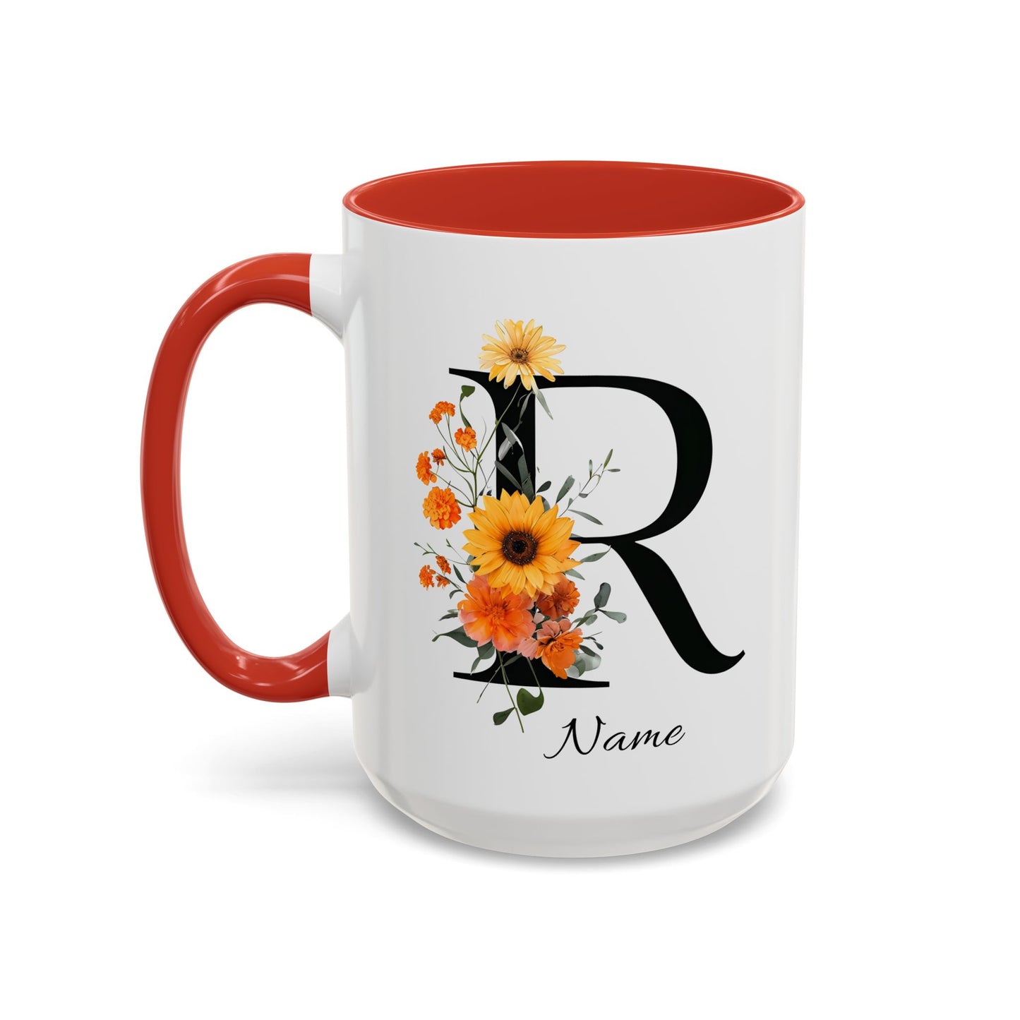 Personalized Floral Monogram - Letter R - Elegant Accent Coffee Mug – Personalized Mothers Day Gift