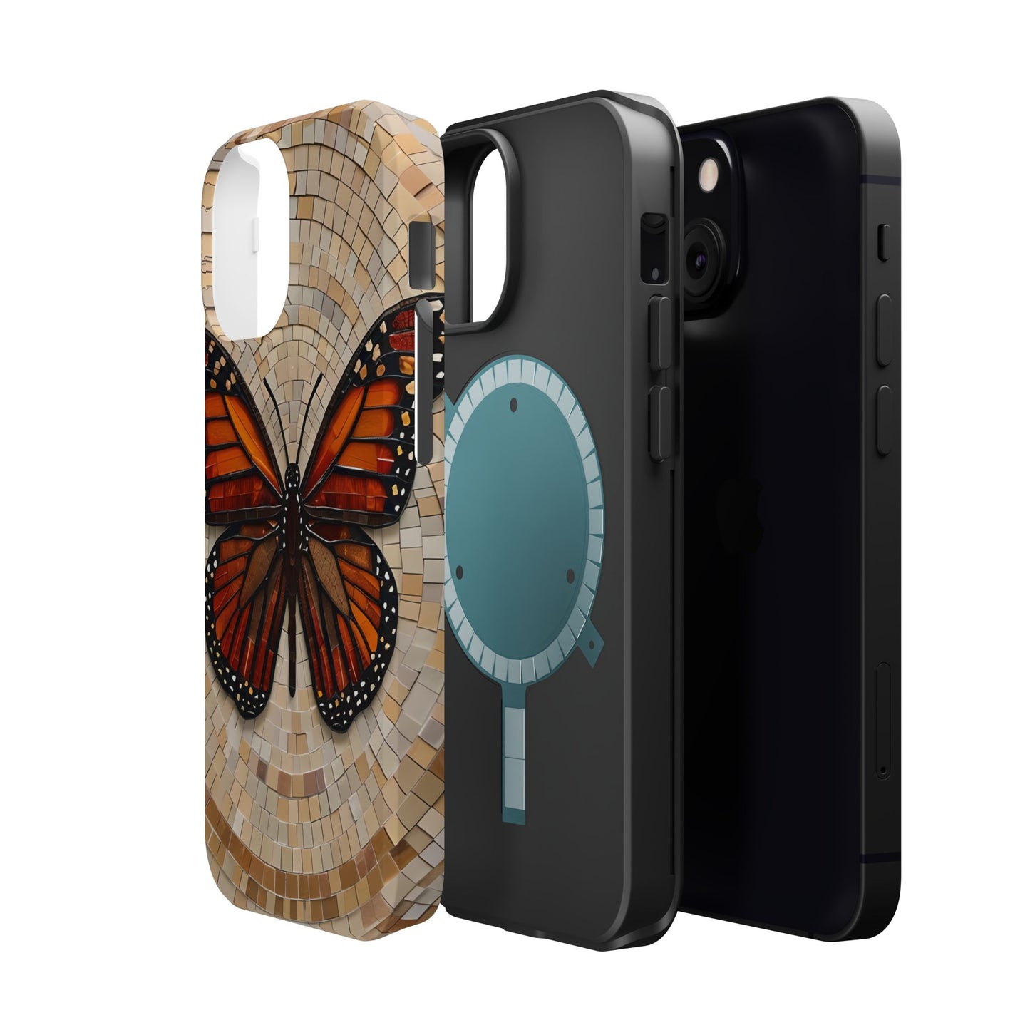 Monarch Butterfly Mosaic iPhone Case, Orange Butterfly Case, Artistic Phone Cover, Trendy iPhone Case, Wireless Charging Cover