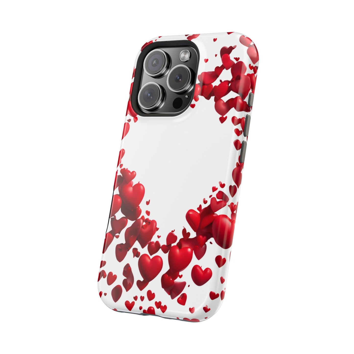 Heart-Shaped Heart Motif Magnetic Tough iPhone Case, Love Themed Phone Cover, Valentine's Day Gift,  Romantic Phone Case