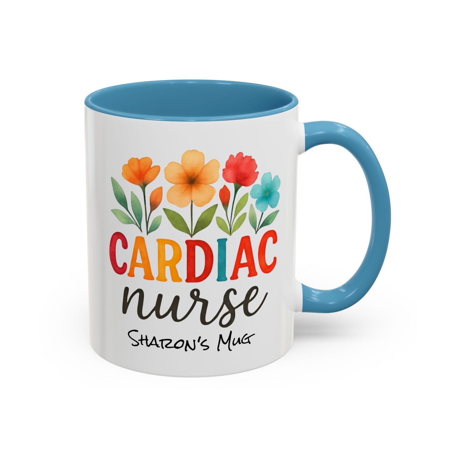 Cardiac Nurse Floral Watercolor Accent Coffee Mug, CVICU Nurse Mug, Cardiac Nurse Gifts, Cardiac ICU Nurse