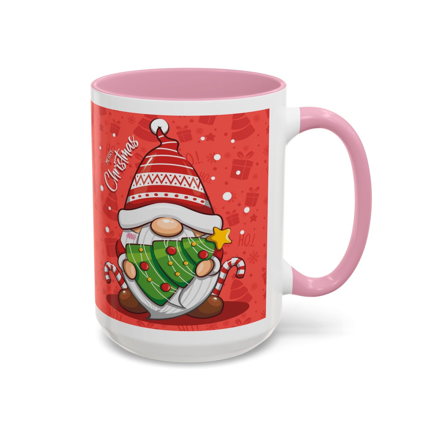 Christmas Tree Gnome, Red Christmas Gnome Mug with Tree and Candy Canes, Festive Holiday Coffee Cup, Cute Gnome Lover Gift, Winter Cocoa Mug, Christmas Kitchen Decor