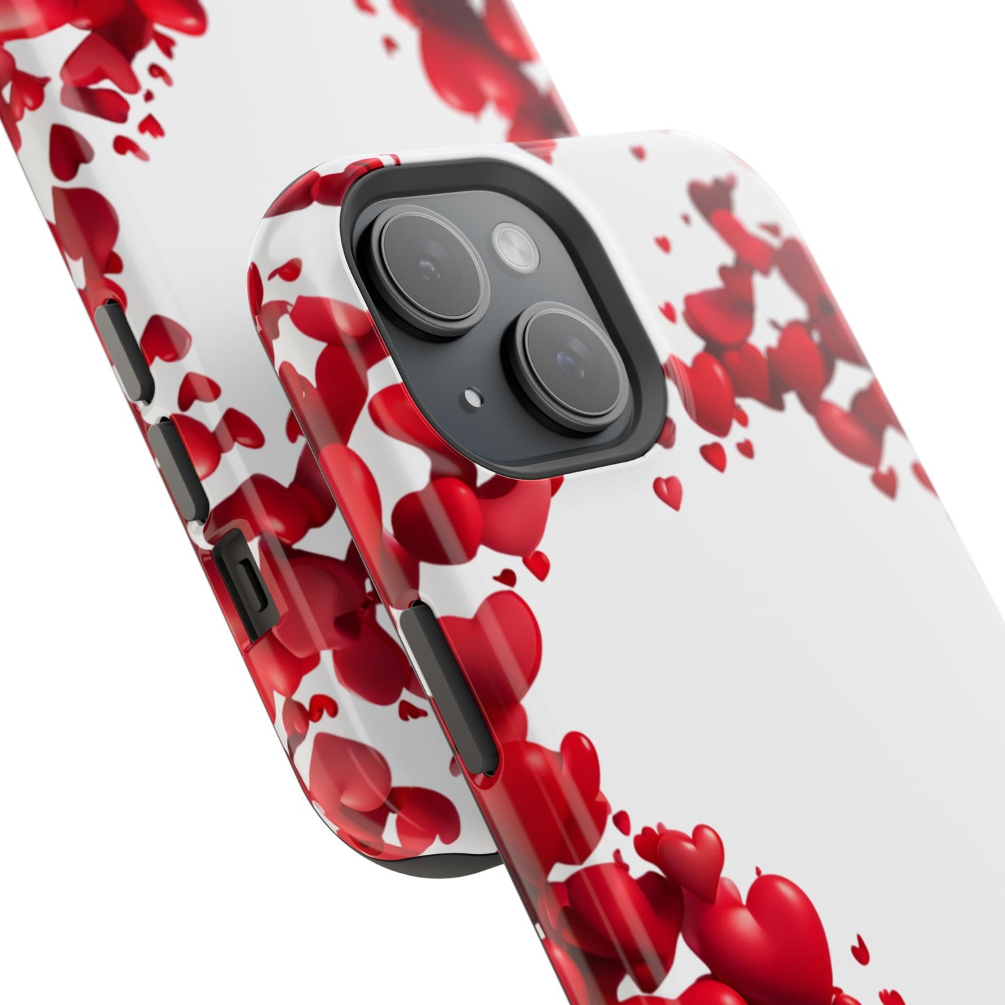 Heart-Shaped Heart Motif Magnetic Tough iPhone Case, Love Themed Phone Cover, Valentine's Day Gift,  Romantic Phone Case