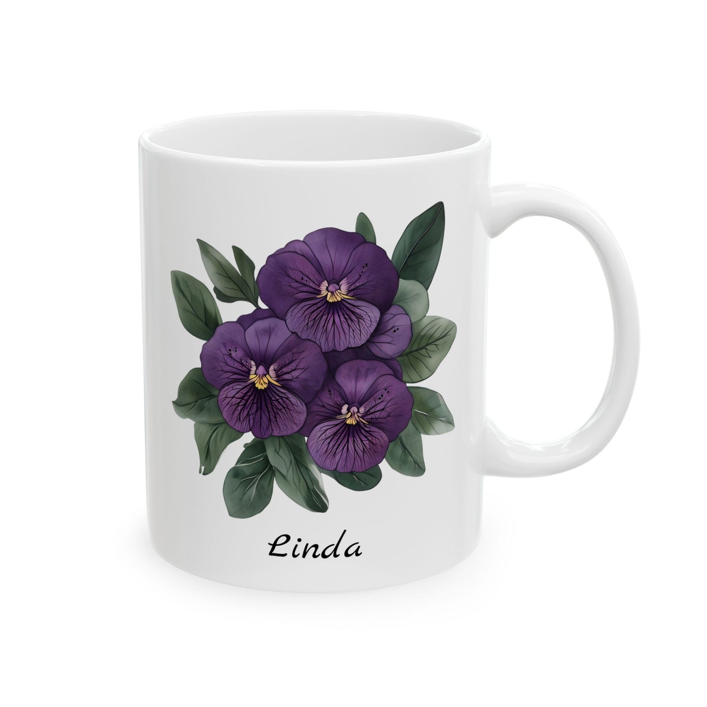 African Violet Birthday Month Mug, African Violet Mug, Violet Birth Flower, Customizable Mug, February Birthday Gift