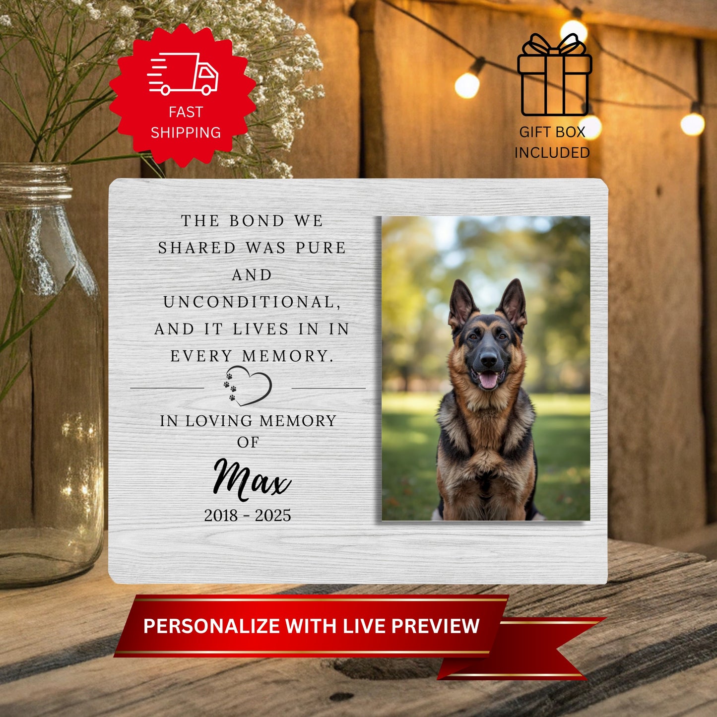 Pet Memorial Gift - Pet Remembrance Gift Memorial - Remembrance Plaque - Horizontal