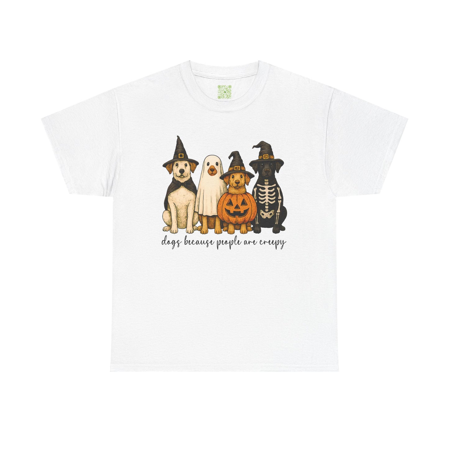 Woman wearing a maroon Halloween Dog Lovers Tee with a ghost, pumpkin, and dogs graphic.