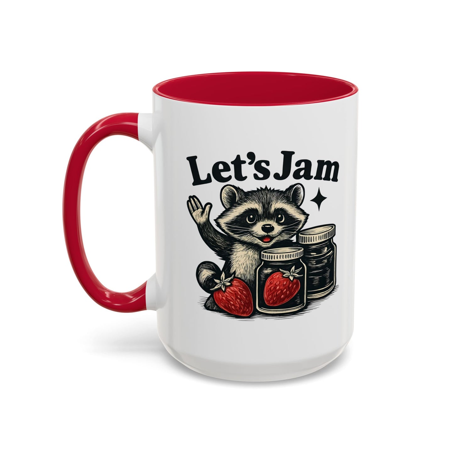 Racoon Mug, Racoon Gifts, Let's Jam Coffee Mug, Strawberry Mug, Cute Summer Mug, Raccoon Strawberry Mug, Funny Raccoon Mug, Trending Now
