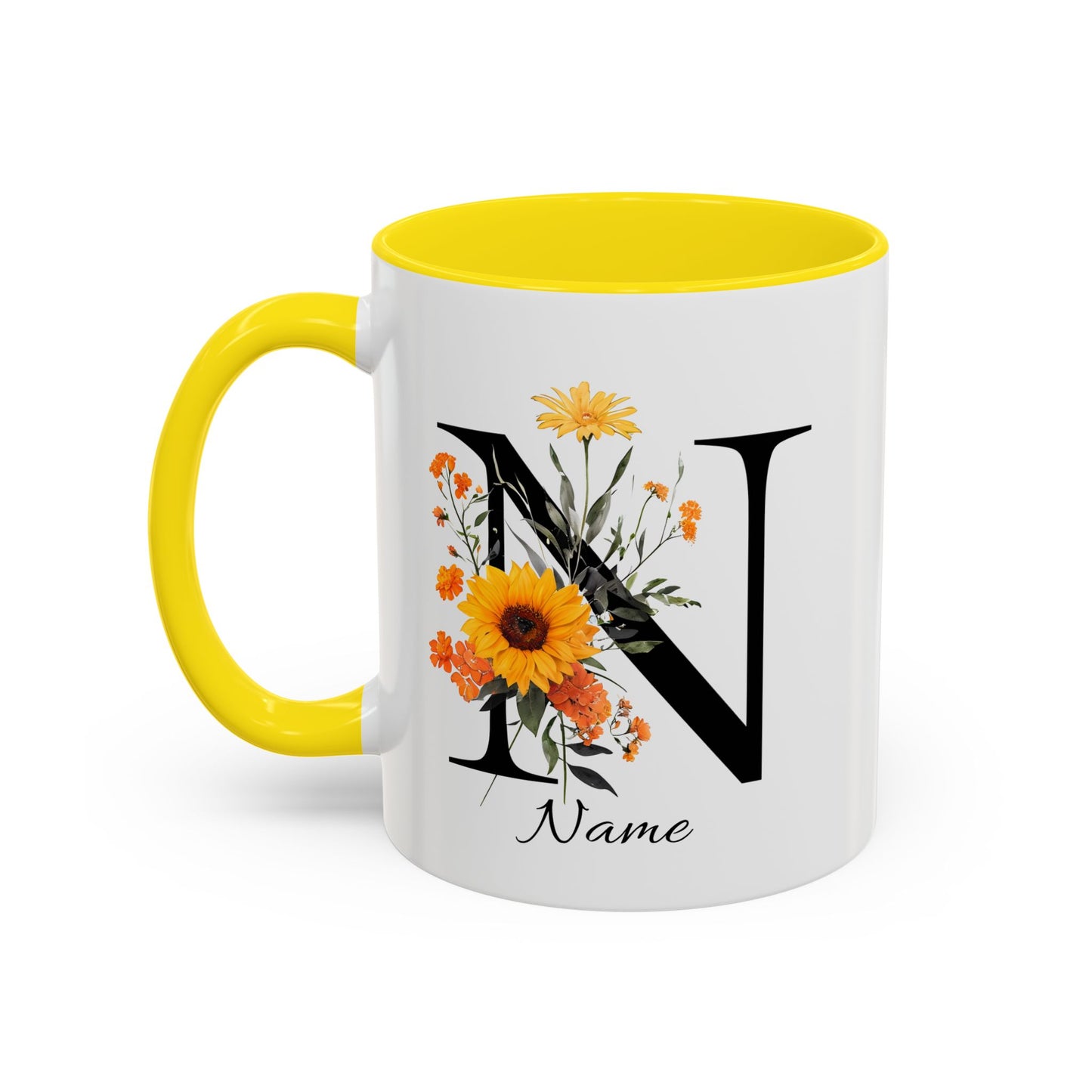 Personalized Floral Monogram - Letter N - Elegant Accent Coffee Mug – Personalized Mothers Day Gift
