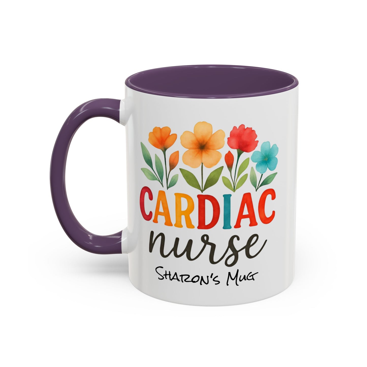 Cardiac Nurse Floral Watercolor Accent Coffee Mug, CVICU Nurse Mug, Cardiac Nurse Gifts, Cardiac ICU Nurse