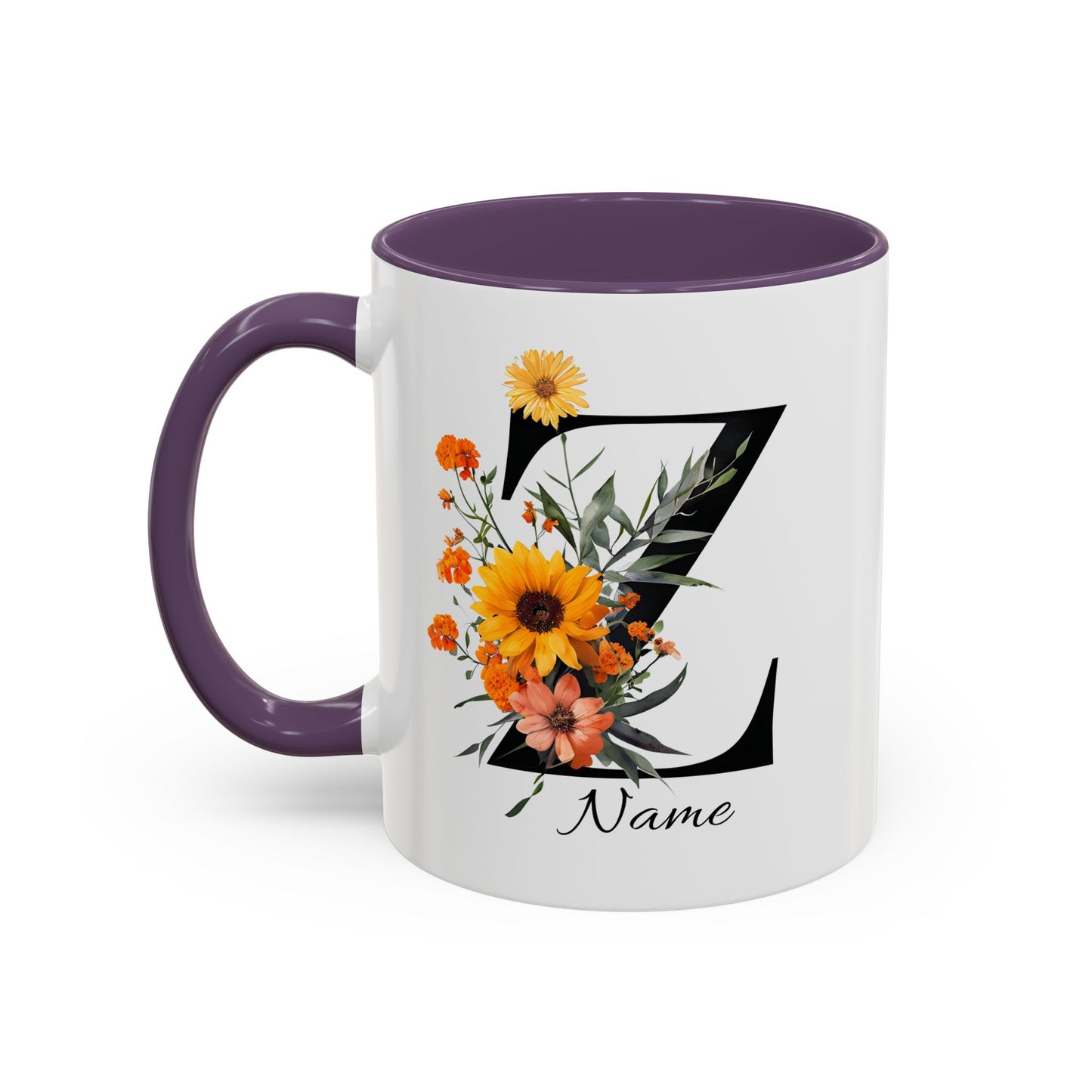 Personalized Floral Monogram - Letter Z - Elegant Accent Coffee Mug – Personalized Mothers Day Gift