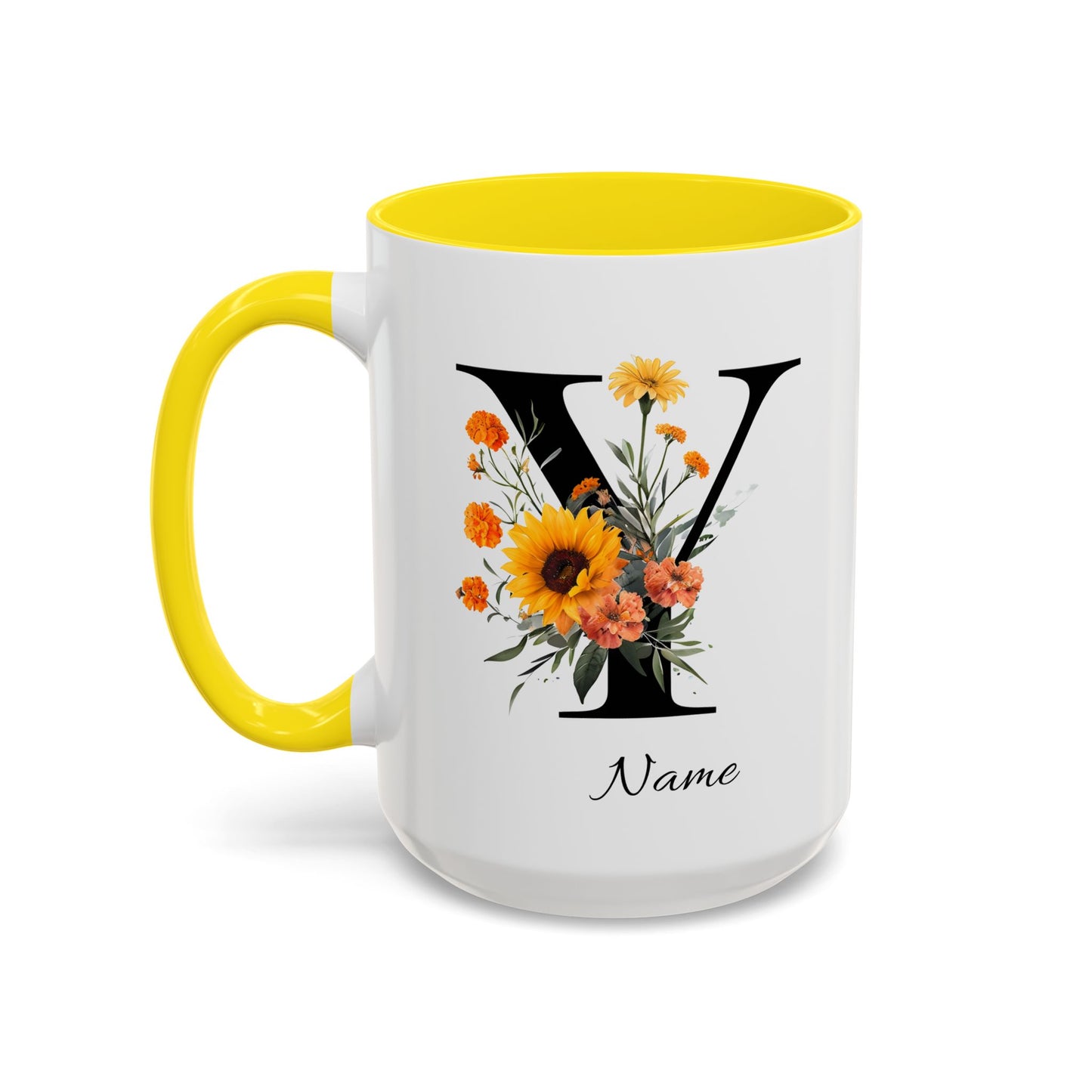 Personalized Floral Monogram - Letter Y - Elegant Accent Coffee Mug – Personalized Mothers Day Gift