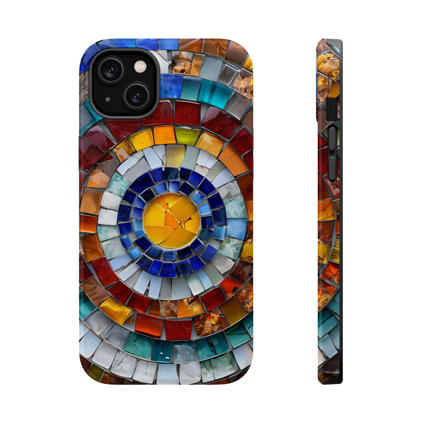 Magnetic Mosaic Phone Case, Trendy iPhone Case, Unique Design, Faux Stained Glass, Custom Phone Cover, Wireless Charging