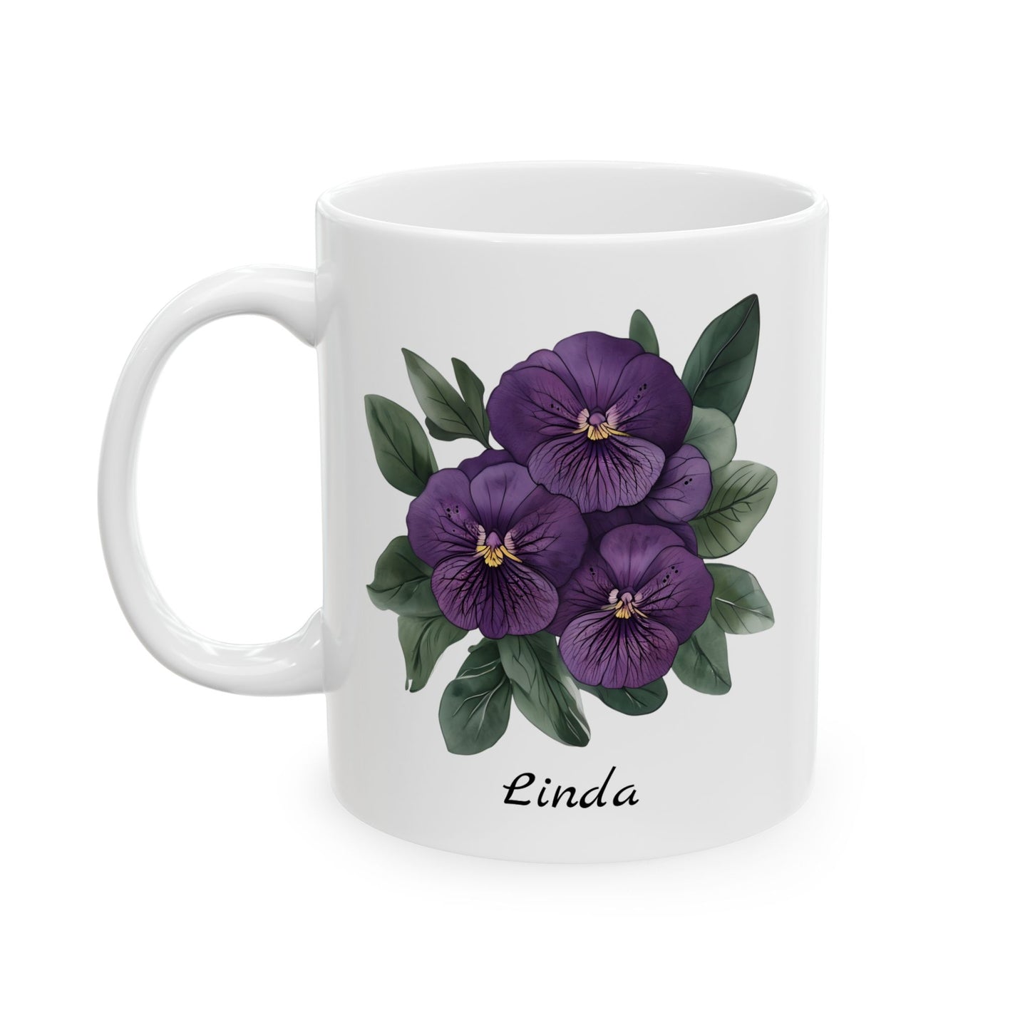 African Violet Birthday Month Mug, African Violet Mug, Violet Birth Flower, Customizable Mug, February Birthday Gift