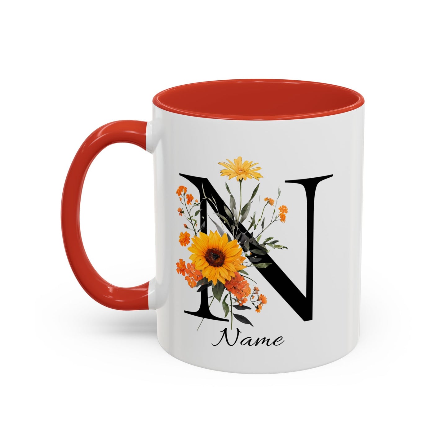 Personalized Floral Monogram - Letter N - Elegant Accent Coffee Mug – Personalized Mothers Day Gift
