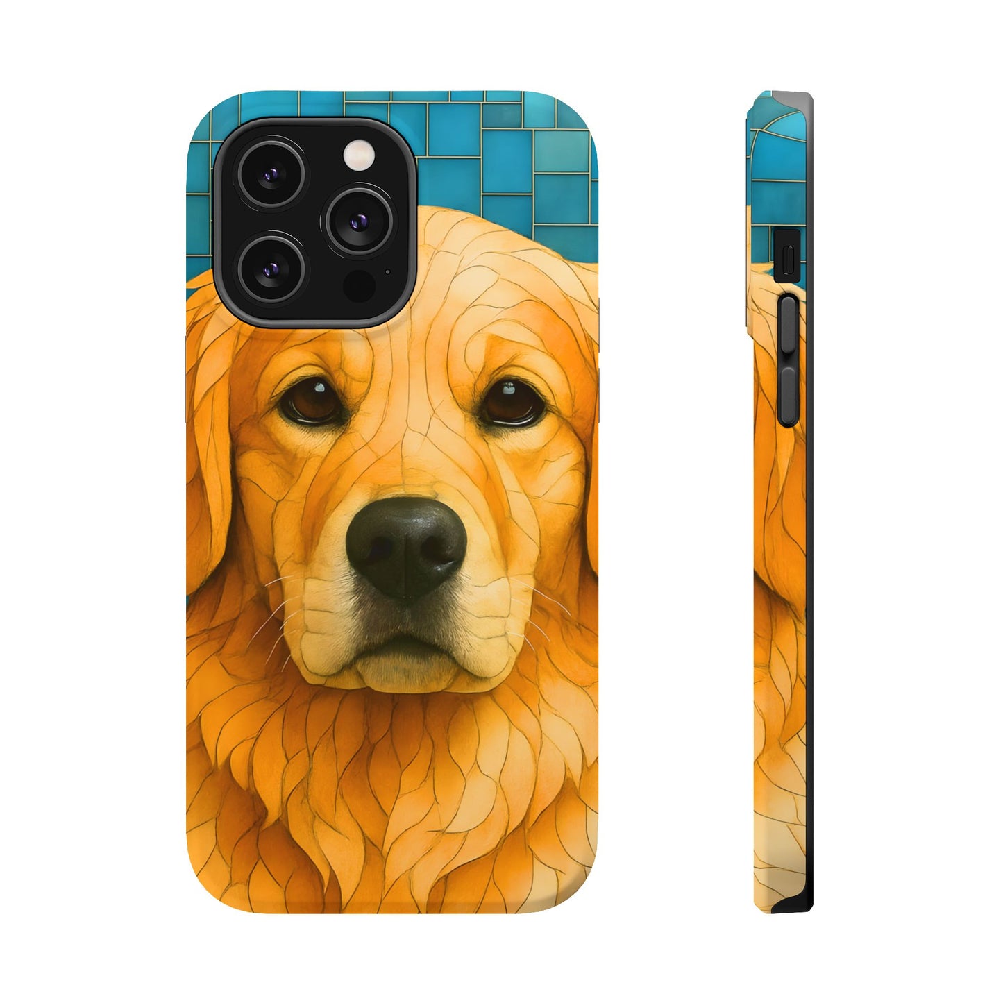 Golden Retriever Mosaic Phone Case, Dog Lover Gift, Protective iPhone Cover, Unique Pet Art, Animal Pattern Case