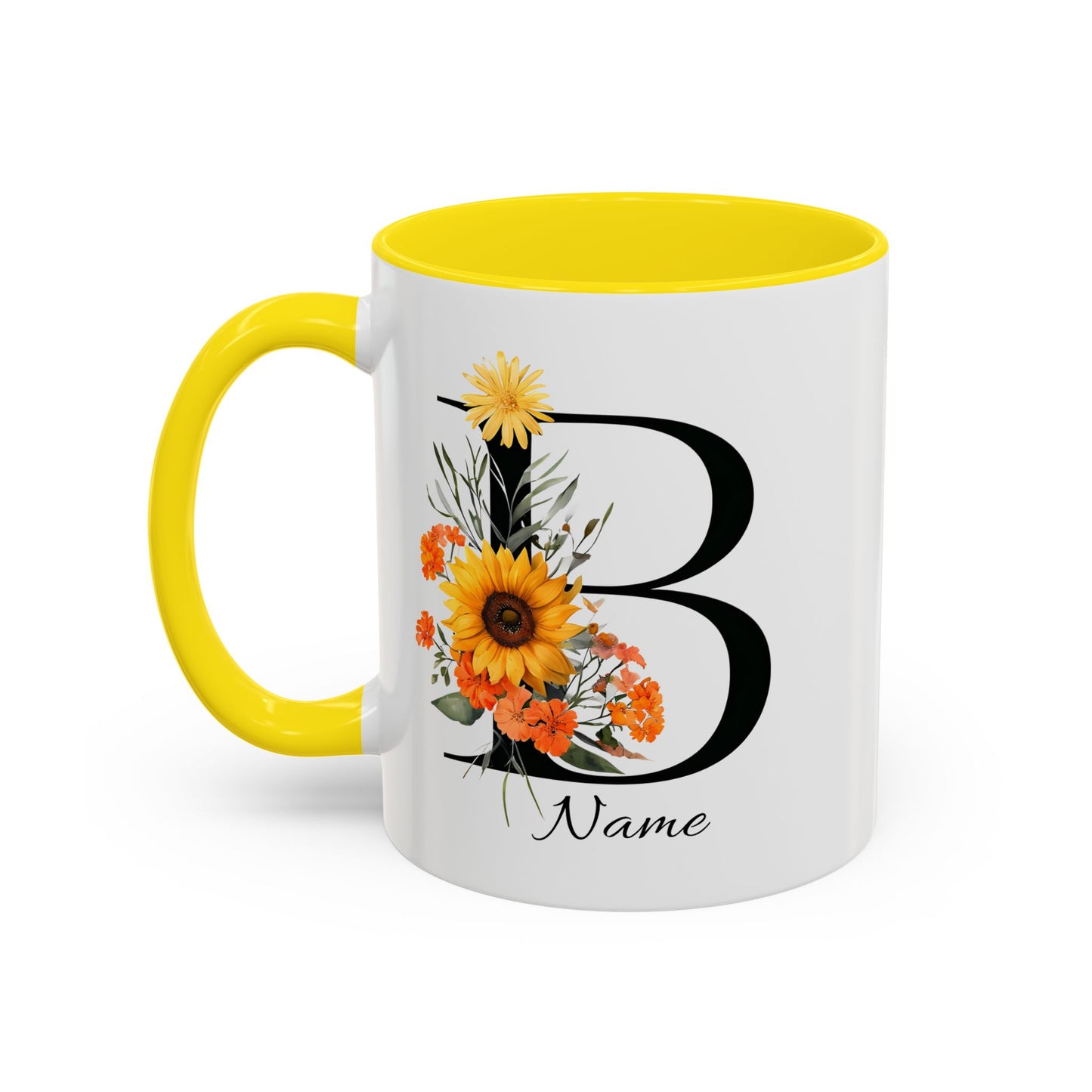 Personalized Floral Monogram - Letter B - Elegant Accent Coffee Mug – Personalized Mothers Day Gift