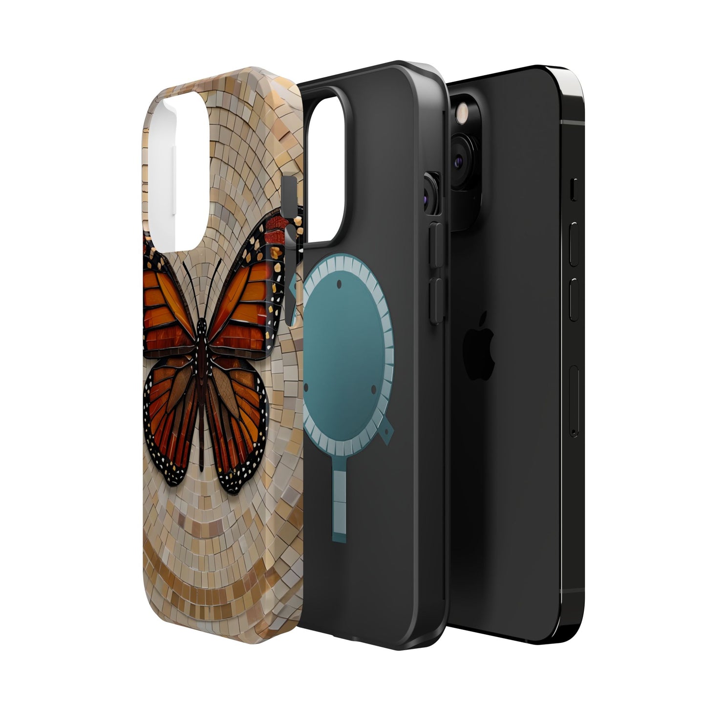 Monarch Butterfly Mosaic iPhone Case, Orange Butterfly Case, Artistic Phone Cover, Trendy iPhone Case, Wireless Charging Cover