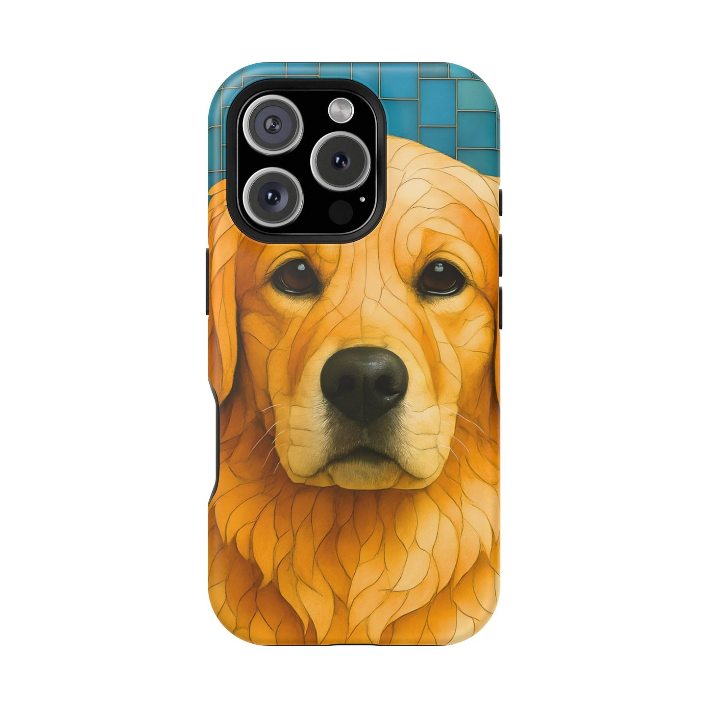 Golden Retriever Mosaic Phone Case, Dog Lover Gift, Protective iPhone Cover, Unique Pet Art, Animal Pattern Case