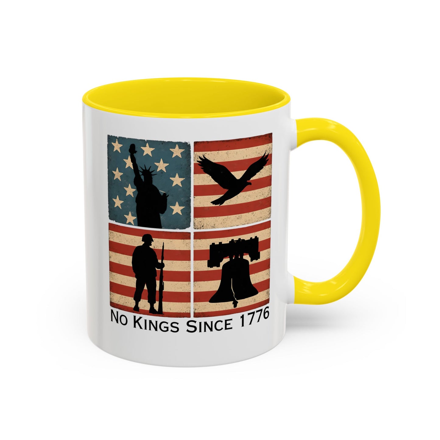 No Kings Since 1776 Coffee Mug, Fourth of July Gift, Retro American Flag Mug, Land of the Free, Military Veteran Gift