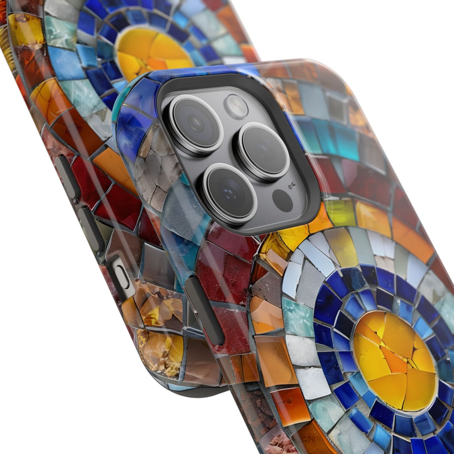 Magnetic Mosaic Phone Case, Trendy iPhone Case, Unique Design, Faux Stained Glass, Custom Phone Cover, Wireless Charging
