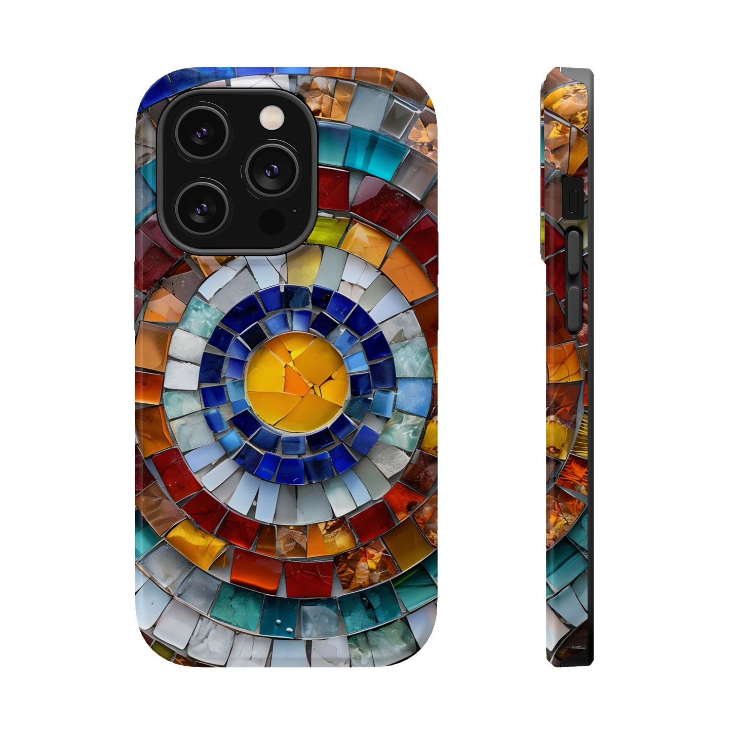 Magnetic Mosaic Phone Case, Trendy iPhone Case, Unique Design, Faux Stained Glass, Custom Phone Cover, Wireless Charging