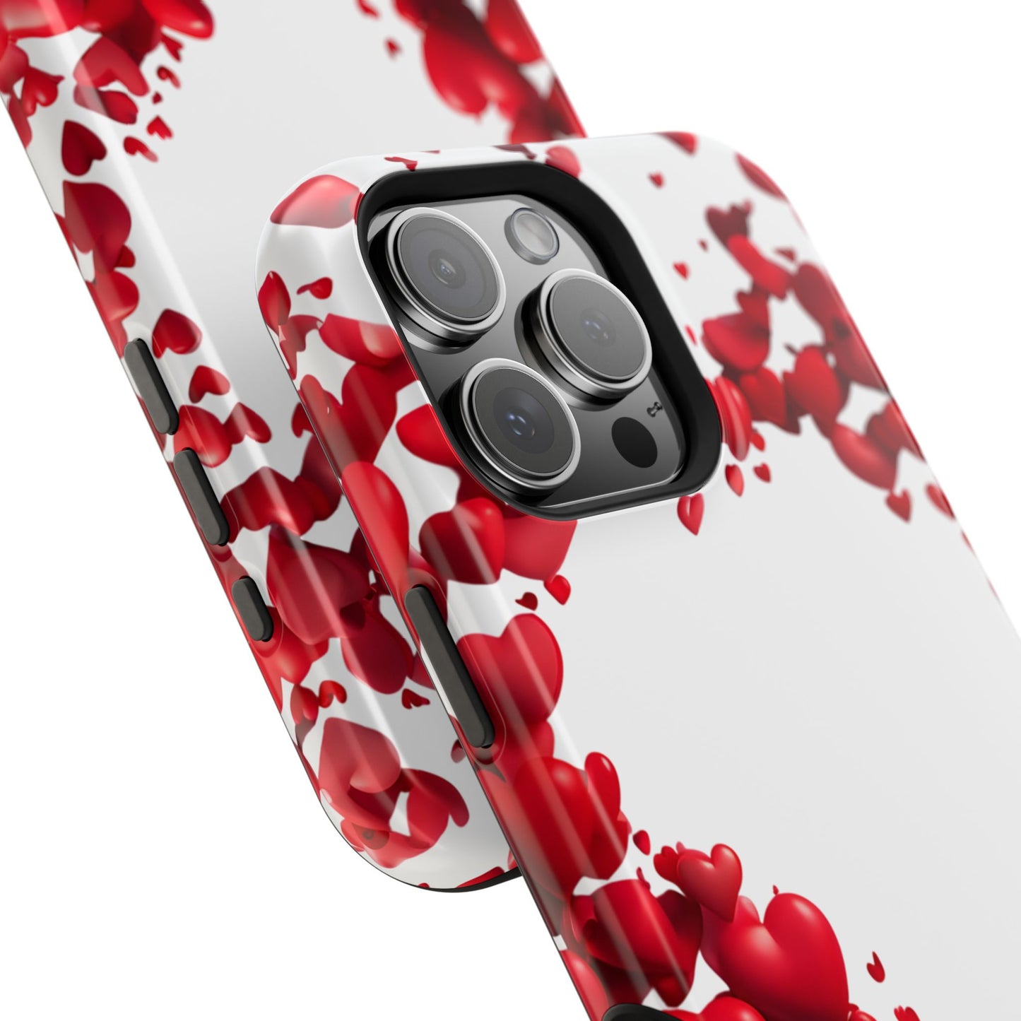 Heart-Shaped Heart Motif Magnetic Tough iPhone Case, Love Themed Phone Cover, Valentine's Day Gift,  Romantic Phone Case