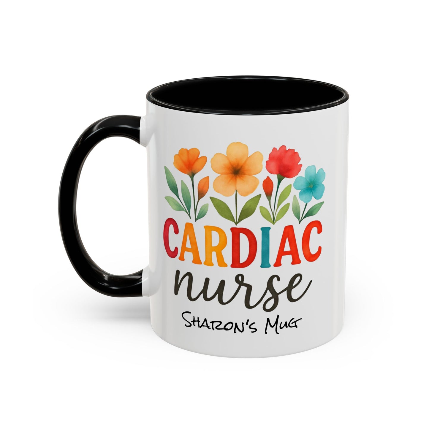 Cardiac Nurse Floral Watercolor Accent Coffee Mug, CVICU Nurse Mug, Cardiac Nurse Gifts, Cardiac ICU Nurse