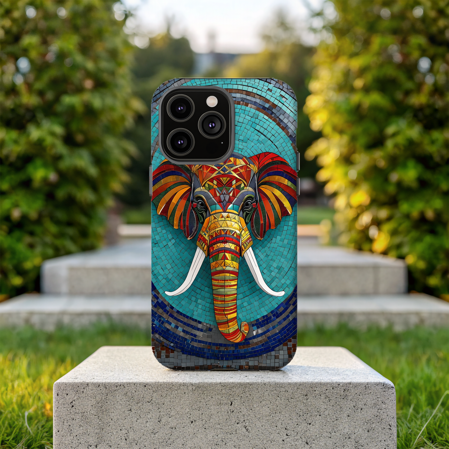 Artistic Elephant Phone Case, Elephant Case, Trendy iPhone Case, Elephant Lover Gift, Unique iPhone Case, Mosaic Design