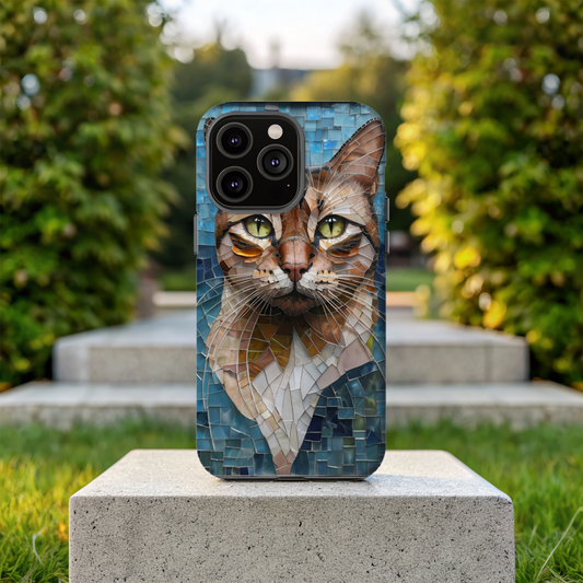 Crazy Cat Lady iPhone Case, Stained Glass Cat, Mosaic Cat Face, Pet Phone Case, iPhone Cat Case, Cat Gift