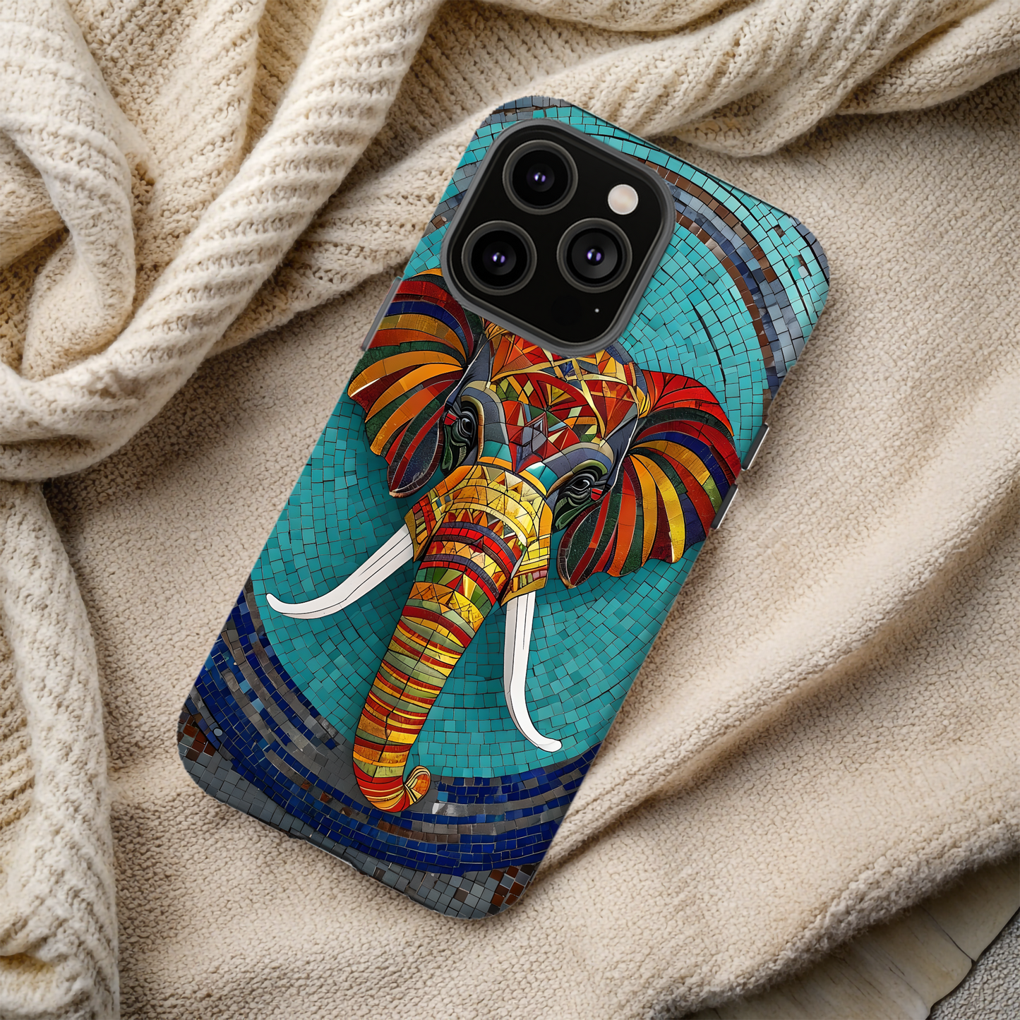 Artistic Elephant Phone Case, Elephant Case, Trendy iPhone Case, Elephant Lover Gift, Unique iPhone Case, Mosaic Design
