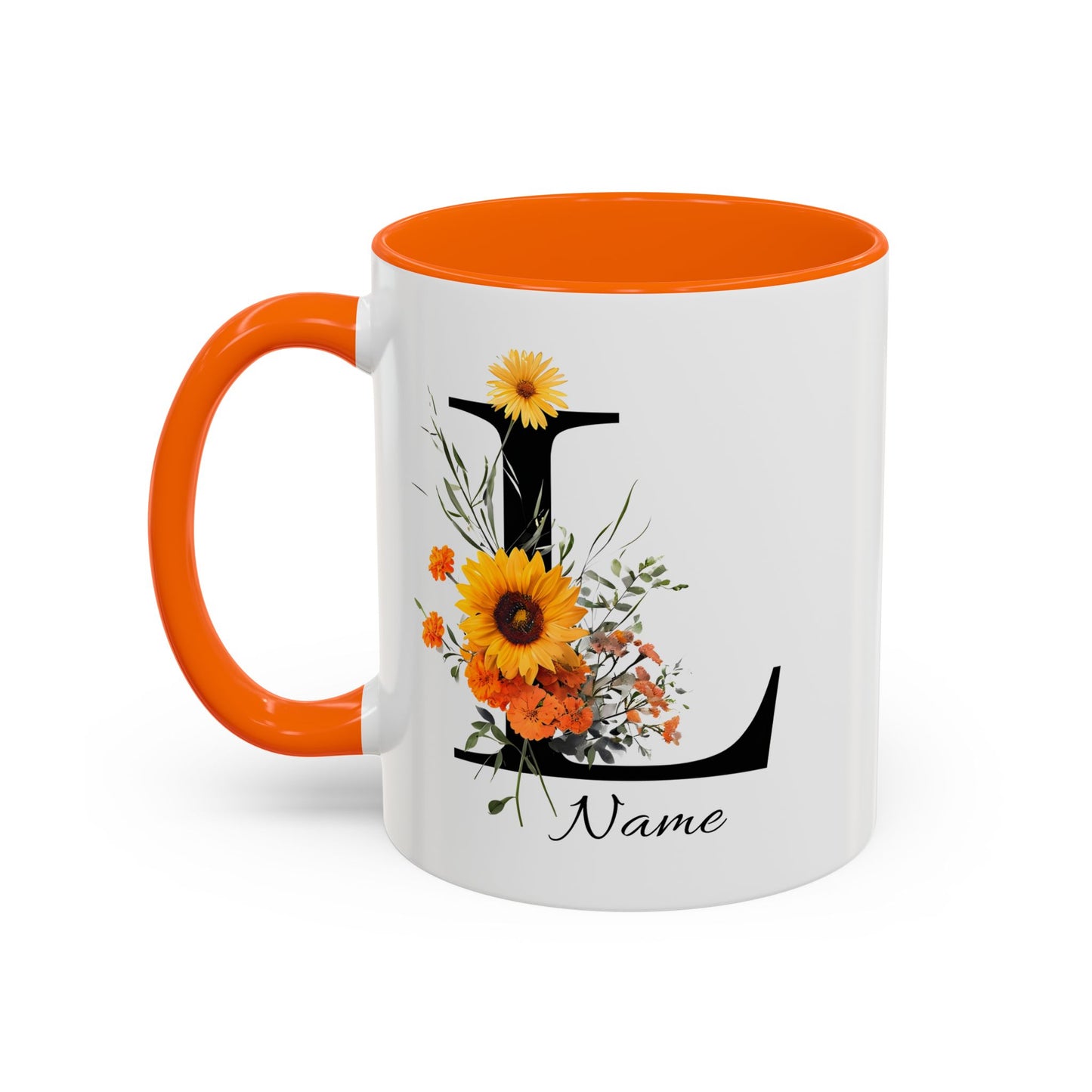 Personalized Floral Monogram - Letter L - Elegant Accent Coffee Mug – Personalized Mothers Day Gift