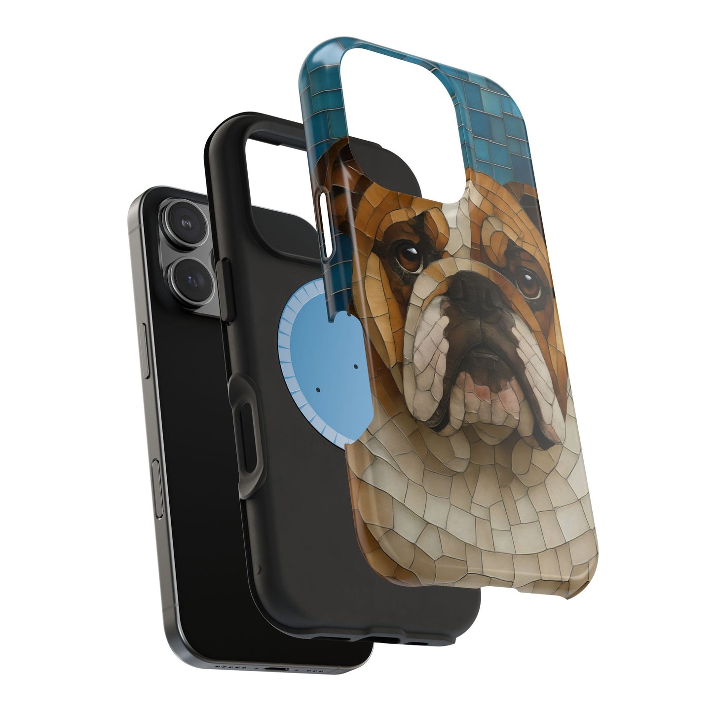Bulldog Mosaic iPhone Charging Case - Pet Lover's Phone Cover, Dog-Inspired Gift, Unique Mobile Case, Customizable Dog Case, Animal Art Phone [...]