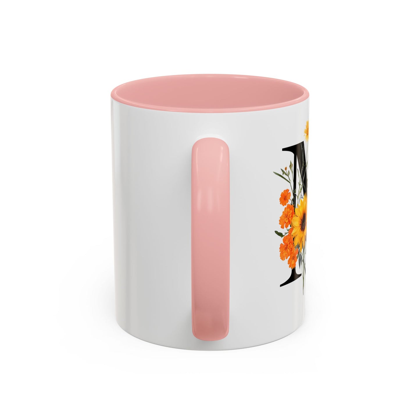 Personalized Floral Monogram - Letter M - Elegant Accent Coffee Mug – Personalized Mothers Day Gift