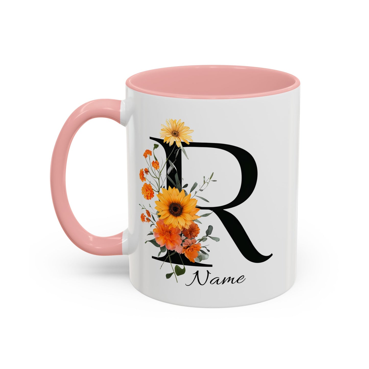 Personalized Floral Monogram - Letter R - Elegant Accent Coffee Mug – Personalized Mothers Day Gift