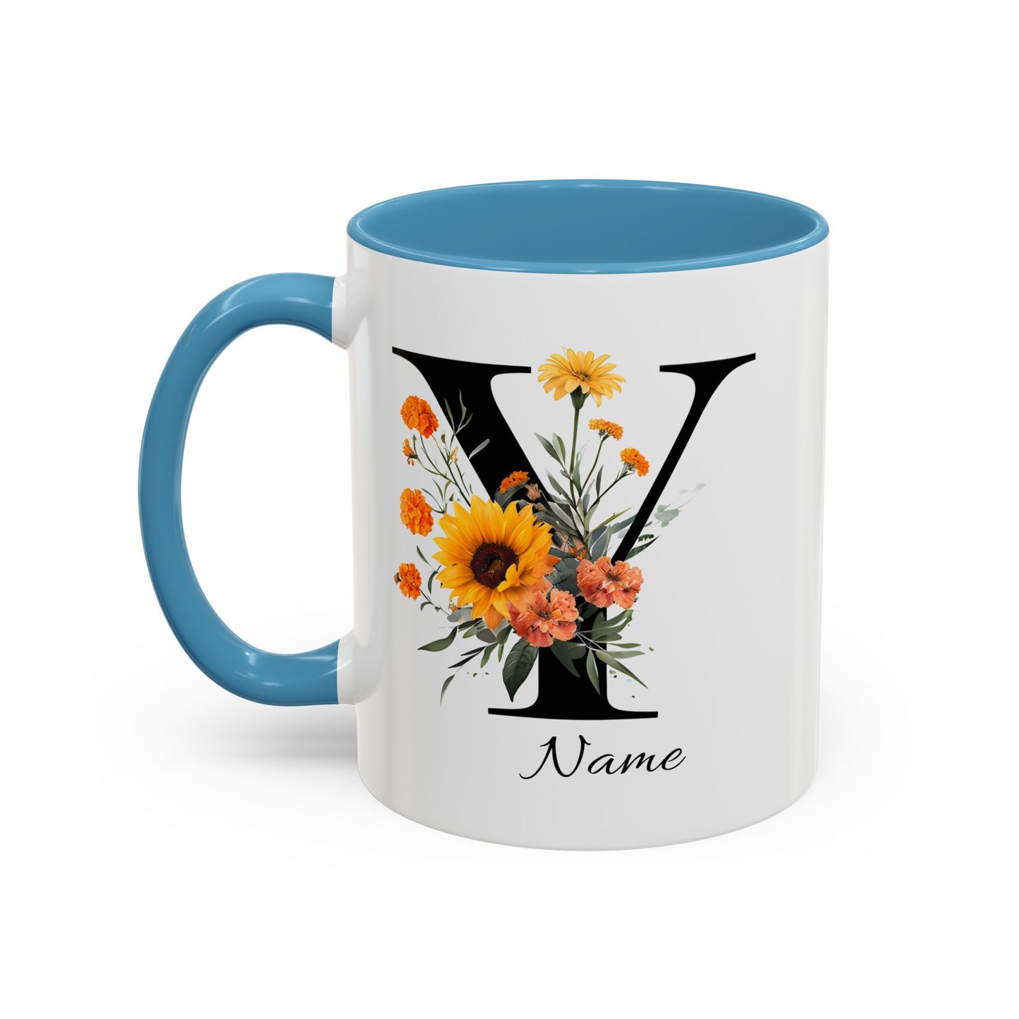 Personalized Floral Monogram - Letter Y - Elegant Accent Coffee Mug – Personalized Mothers Day Gift