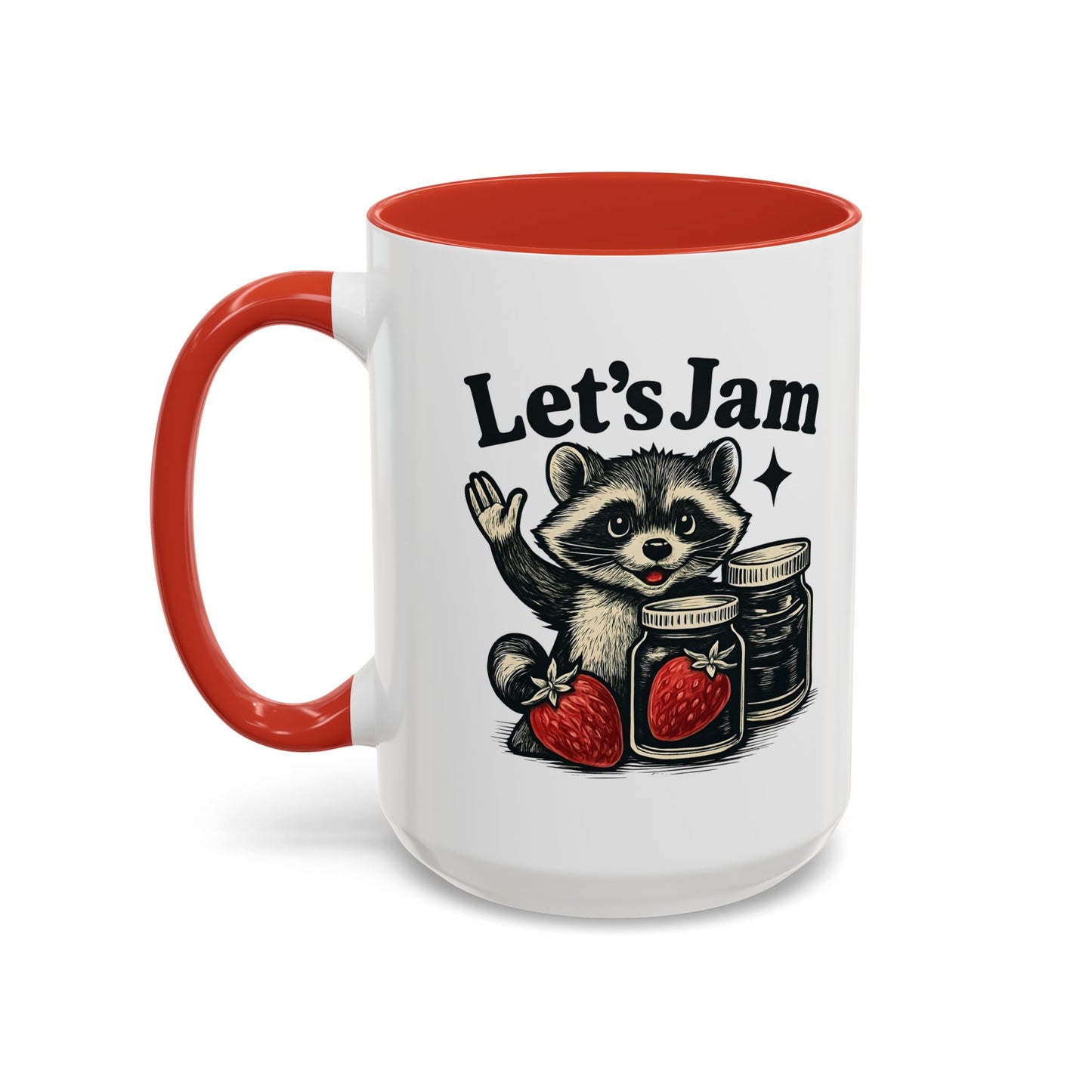 Let's Jam Raccoon Coffee Mug, Strawberry Mug, Cute Summer Mug, Raccoon Strawberry Mug, Funny Raccoon Mug, Trending Now