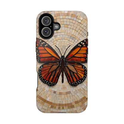 Monarch Butterfly Mosaic iPhone Case, Orange Butterfly Case, Artistic Phone Cover, Trendy iPhone Case, Wireless Charging Cover