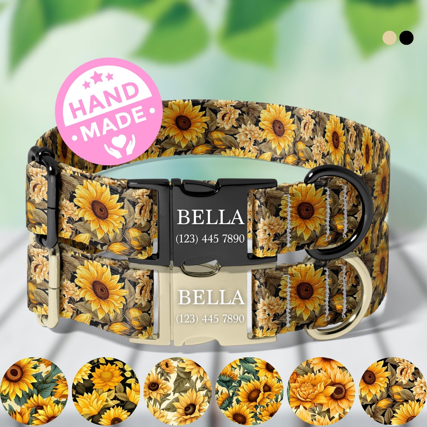 Personalized Dog Collar Autumn Paw Print Custom Engraved Pet Collar Adjustable Fall Puppy Collar Rustic Dog Accessories RET-601-06