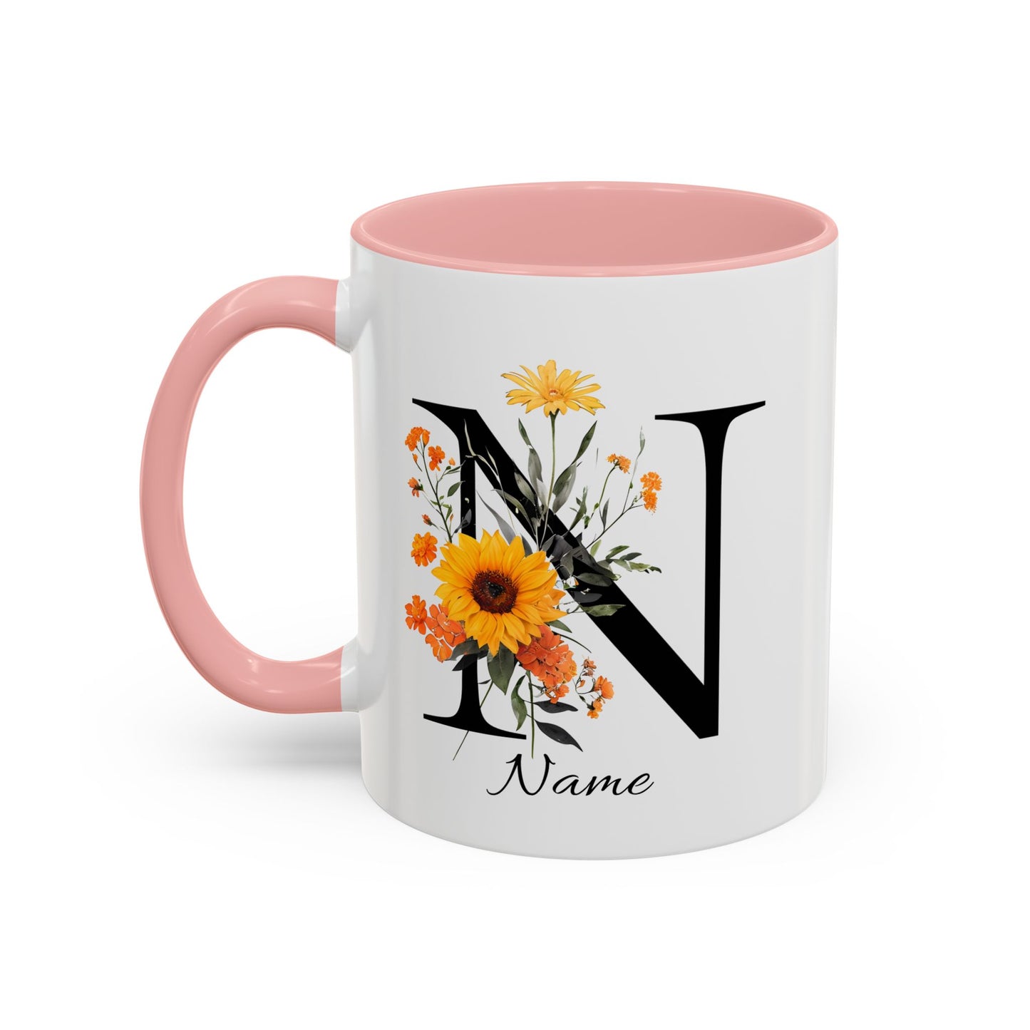 Personalized Floral Monogram - Letter N - Elegant Accent Coffee Mug – Personalized Mothers Day Gift