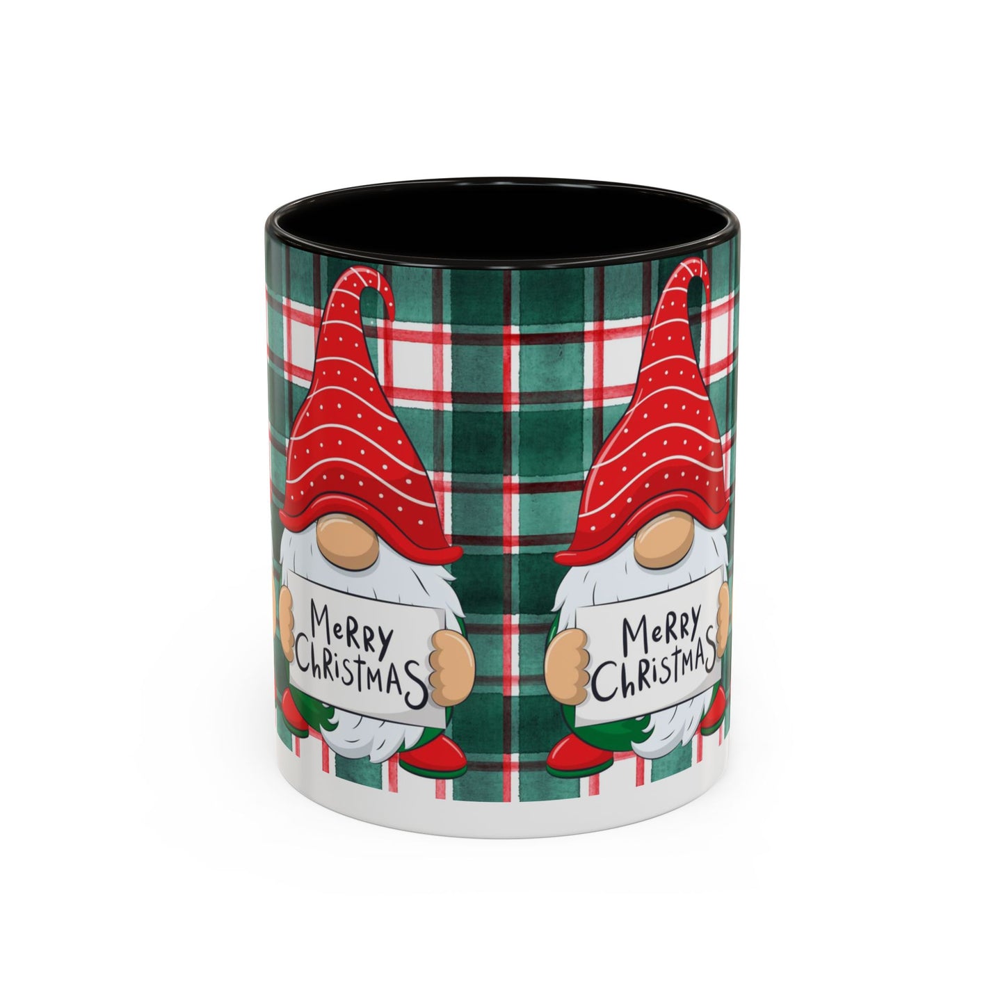 Plaid Merry Christmas Gnome Mug, Red Plaid Holiday Coffee Cup, Festive Gnome Lover Gift, Cute Hot Cocoa Mug, Winter Christmas Drinkware