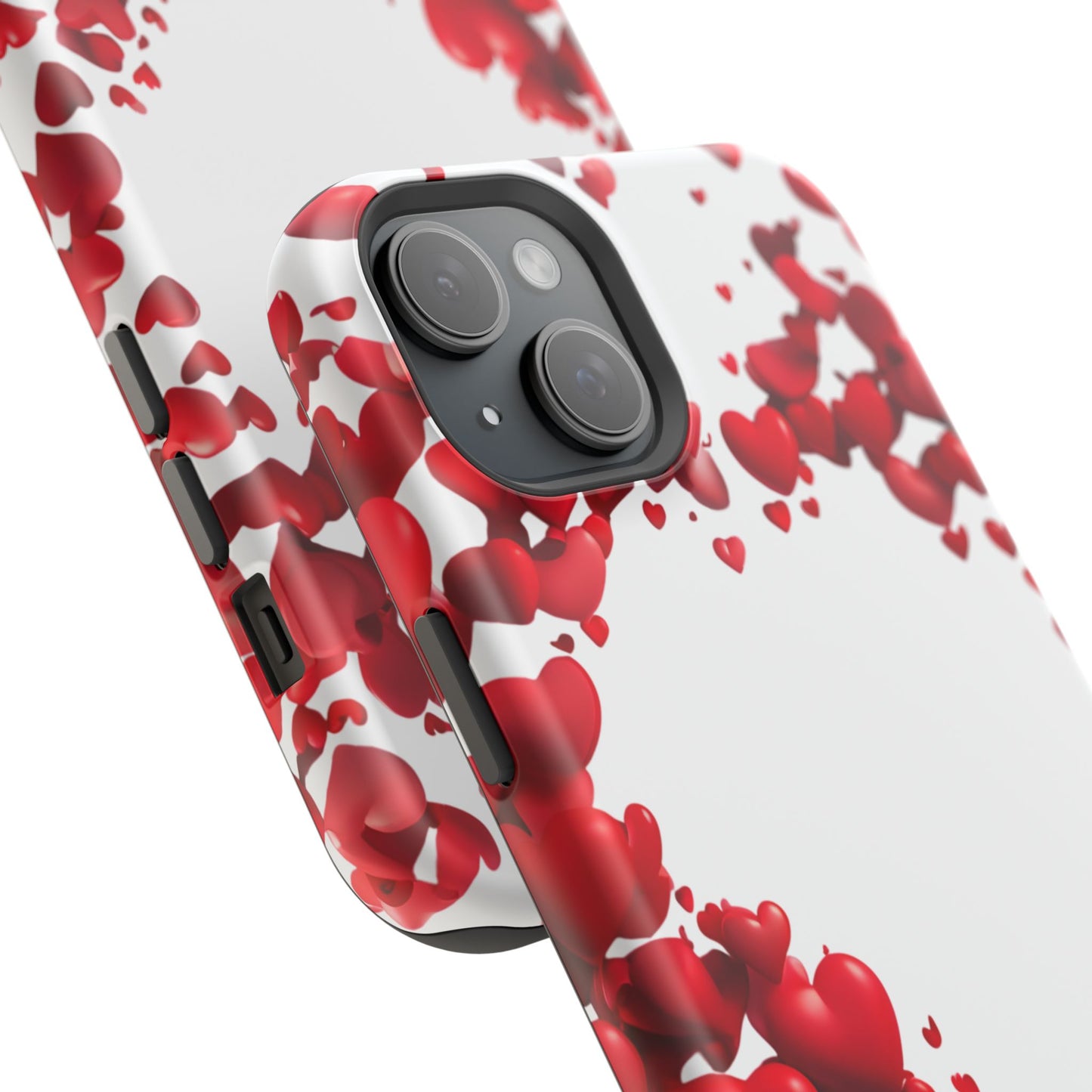 Heart-Shaped Heart Motif Magnetic Tough iPhone Case, Love Themed Phone Cover, Valentine's Day Gift,  Romantic Phone Case