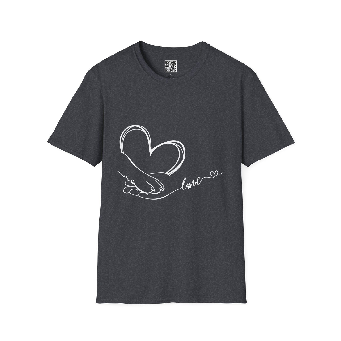 Paw in Hand Love Unisex Softstyle T-Shirt - Hand-Drawn Love Design