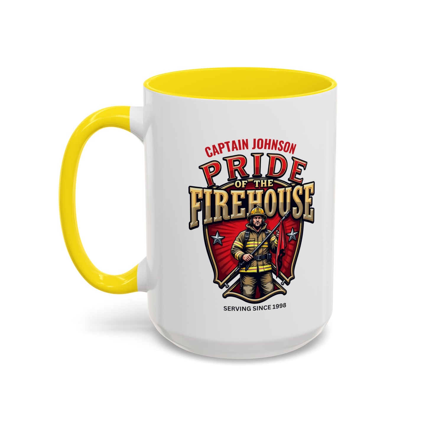 Personalized Pride of the Firehouse Shield Mug, Fire Department, Fire Fighter Gift, Firefighter Mug, Firefighter Dad Gift