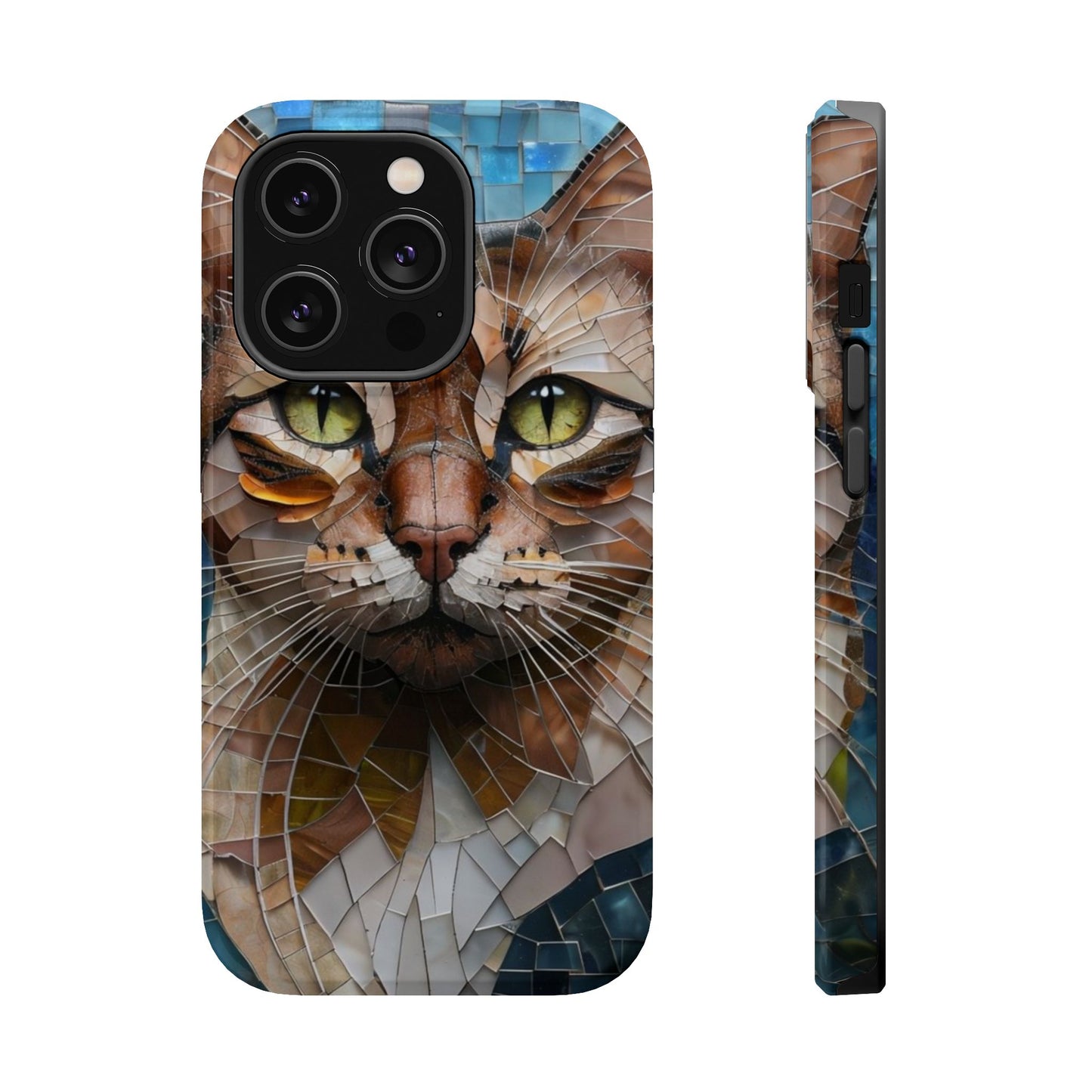 Crazy Cat Lady iPhone Case, Stained Glass Cat, Mosaic Cat Face, Pet Phone Case, iPhone Cat Case, Cat Gift