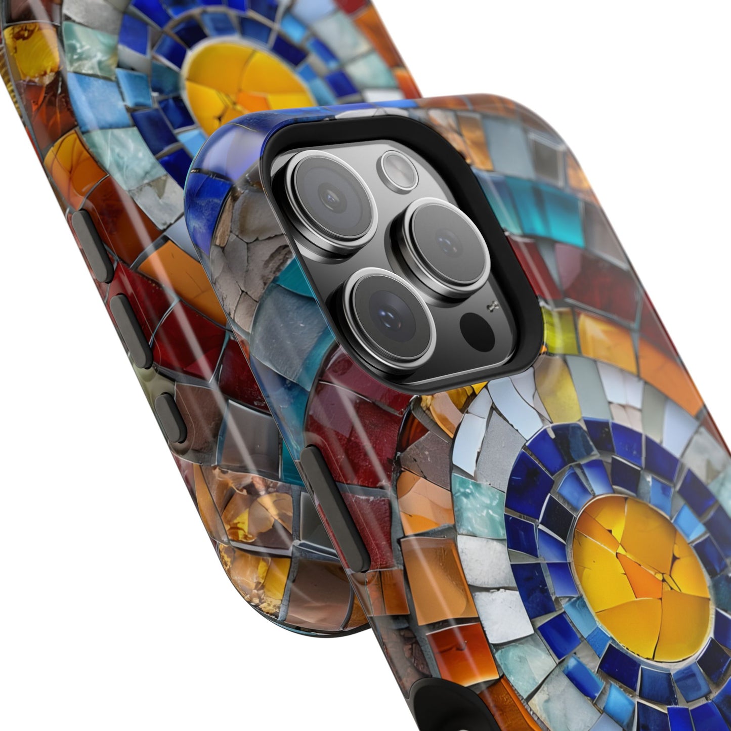 Magnetic Mosaic Phone Case, Trendy iPhone Case, Unique Design, Faux Stained Glass, Custom Phone Cover, Wireless Charging