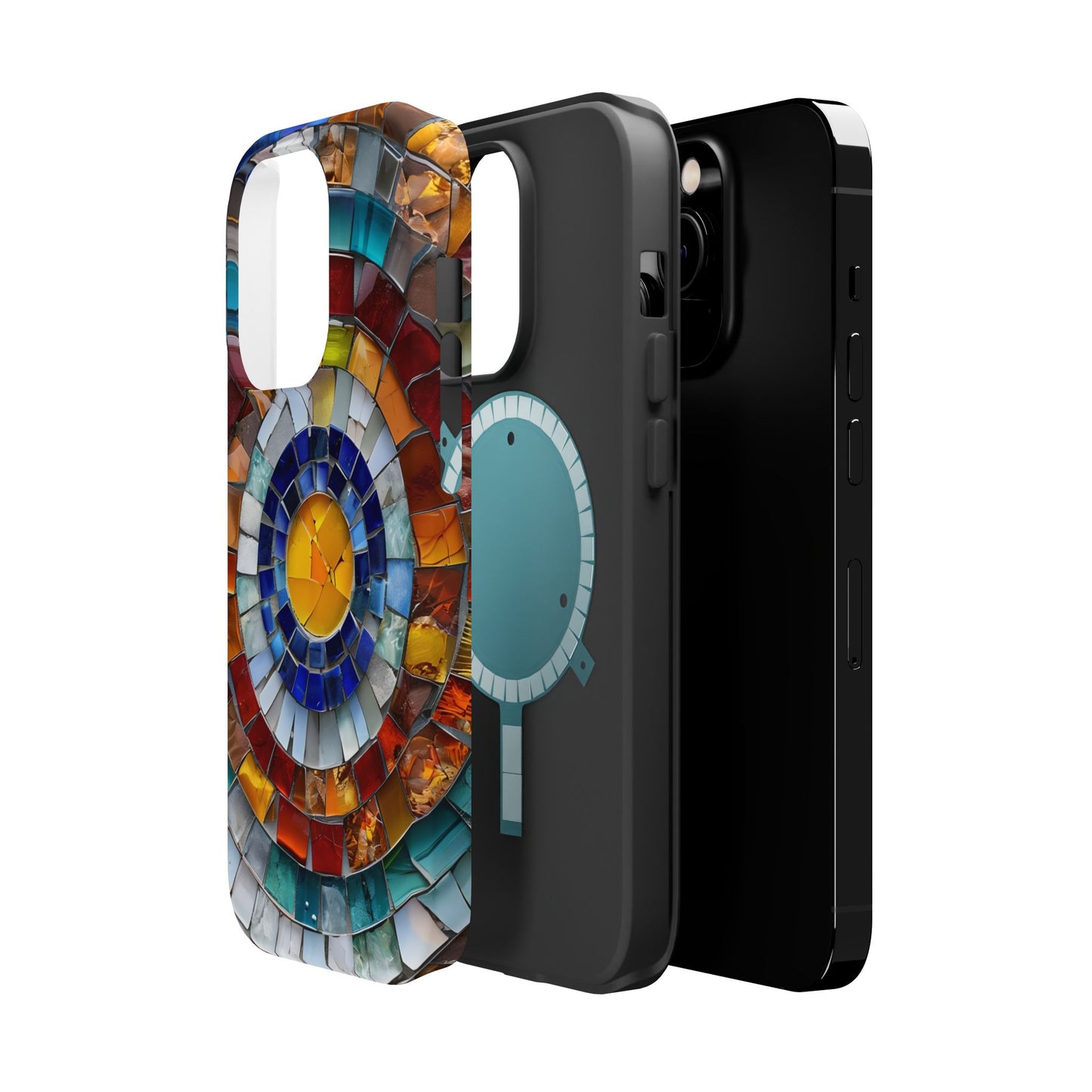 Magnetic Mosaic Phone Case, Trendy iPhone Case, Unique Design, Faux Stained Glass, Custom Phone Cover, Wireless Charging