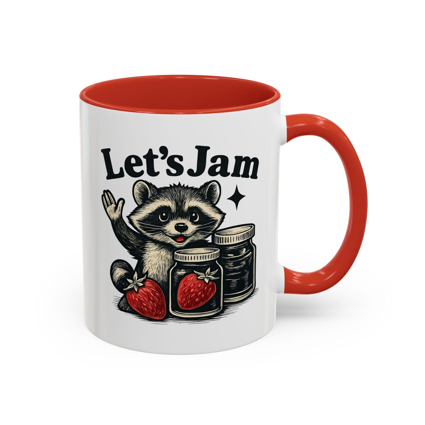 Let's Jam Raccoon Coffee Mug, Strawberry Mug, Cute Summer Mug, Raccoon Strawberry Mug, Funny Raccoon Mug, Trending Now