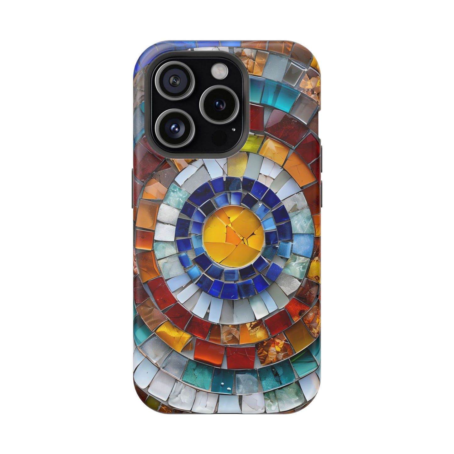 Magnetic Mosaic Phone Case, Trendy iPhone Case, Unique Design, Faux Stained Glass, Custom Phone Cover, Wireless Charging