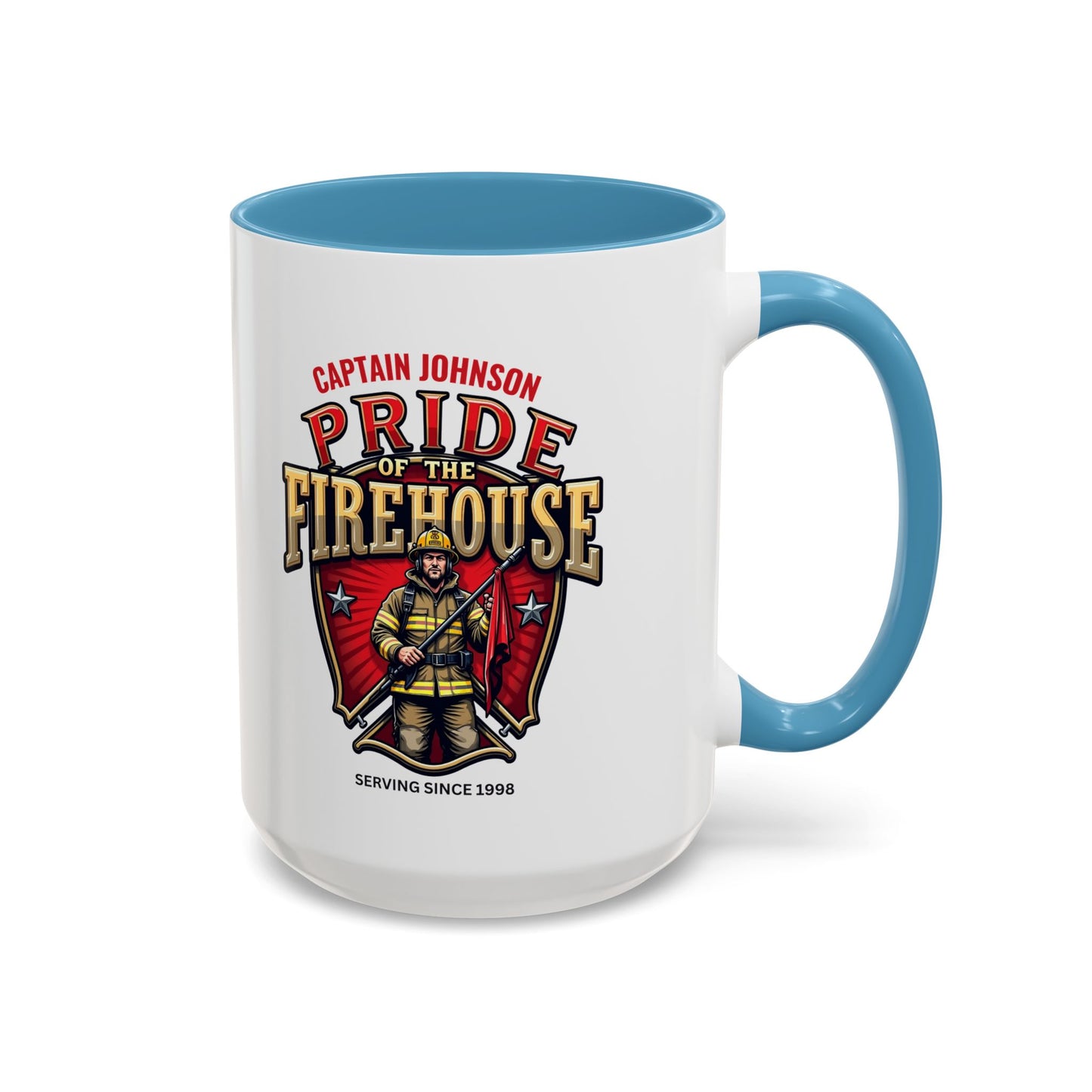 Personalized Pride of the Firehouse Shield Mug, Fire Department, Fire Fighter Gift, Firefighter Mug, Firefighter Dad Gift