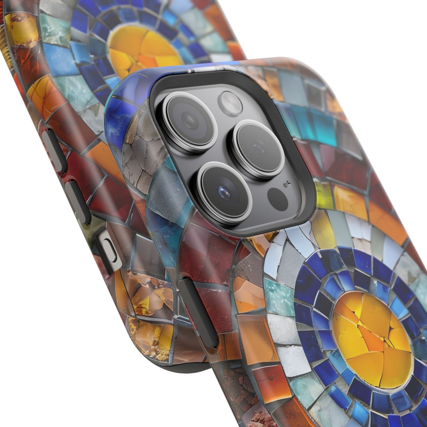 Magnetic Mosaic Phone Case, Trendy iPhone Case, Unique Design, Faux Stained Glass, Custom Phone Cover, Wireless Charging