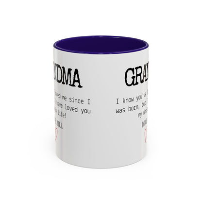 Personalized Grandma Mug, Gift from Grandchild, Custom Message Coffee Cup, Grandma Birthday Gift, Mother’s Day Mug, Sentimental Gift for Grandma
